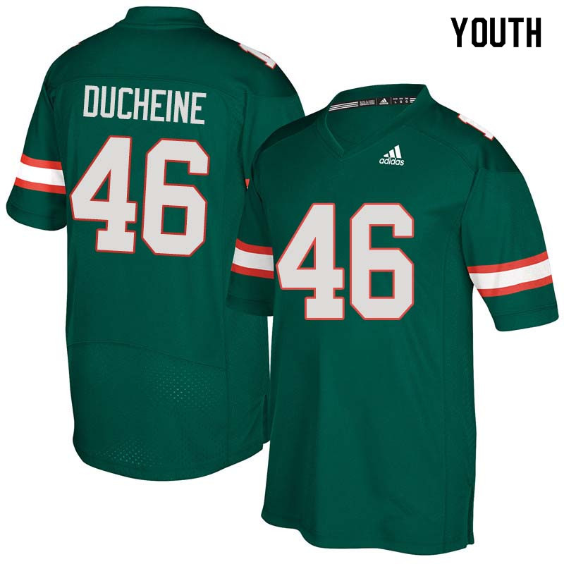 Youth Miami Hurricanes #46 Nicholas Ducheine College Football Jerseys Sale-Green - Click Image to Close